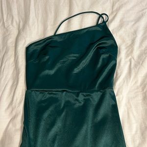 lulus green satin material dress size S